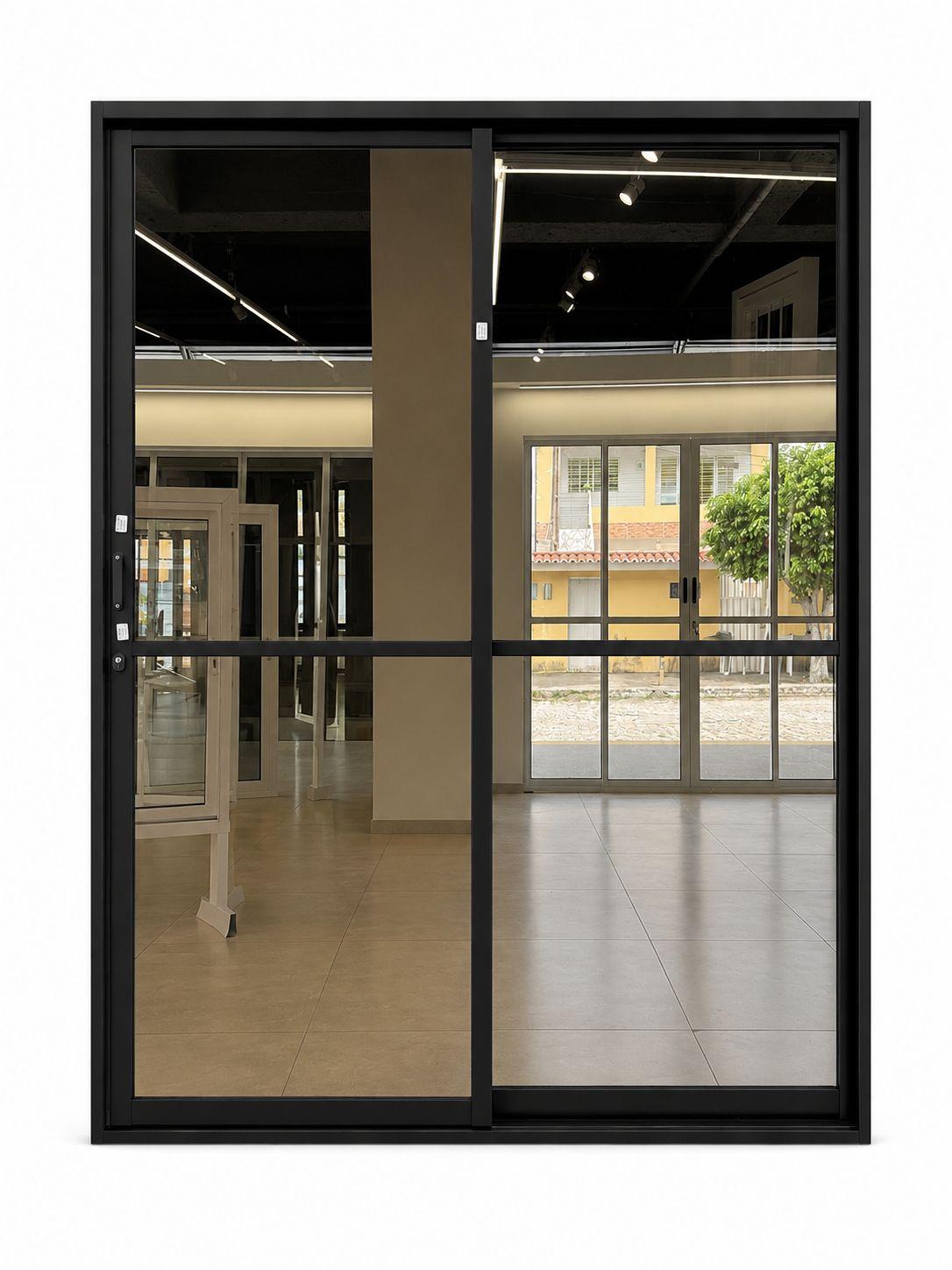 PORTA DE CORRER BLACK COM VIDRO REFLEX