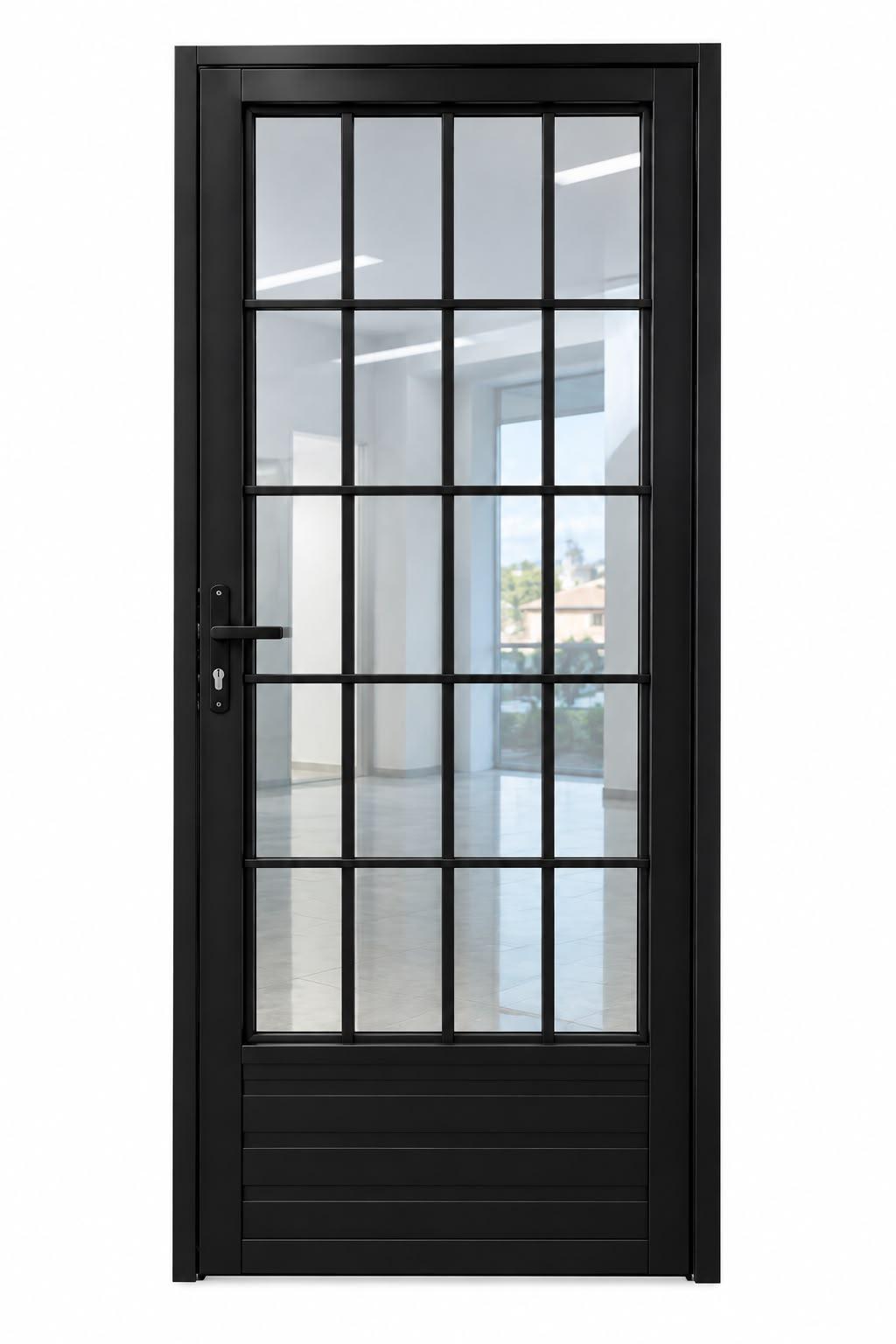 PORTA PALITO POSTIGO BLACK COM GRADE E VIDRO LISO