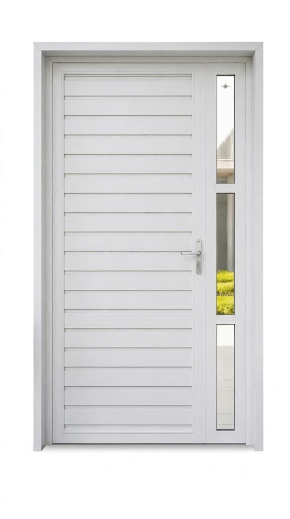 PORTA VENEZIANA BRANCA COM BANDEIRA MÓVEL REFLEX