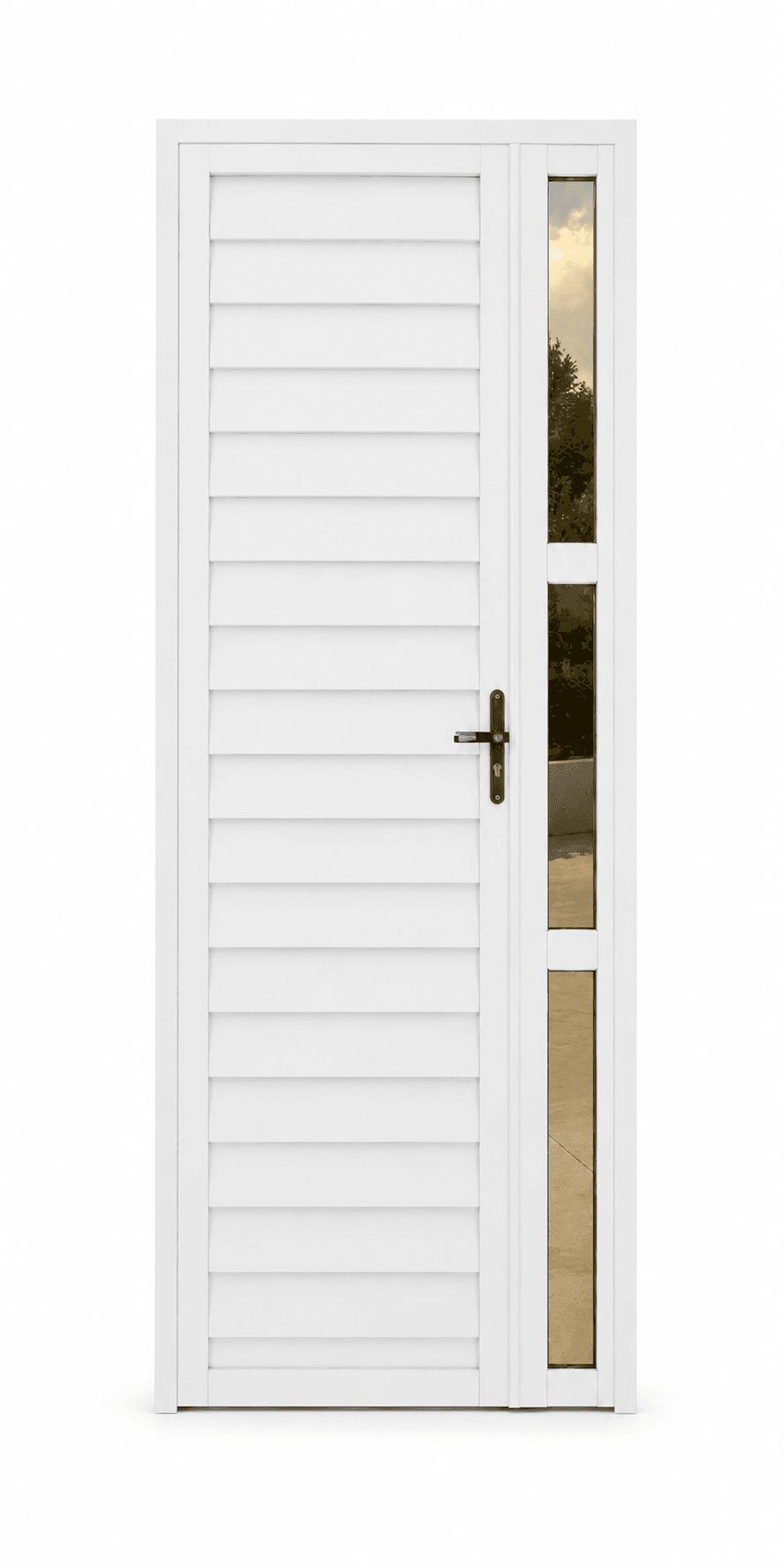 PORTA VENEZIANA BRANCA COM BANDEIRA FIXA