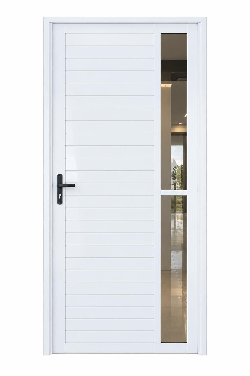 PORTA LAMBRI HOME COM BANDEIRA INTEGRADA BRANCA E VIDRO REFLEX